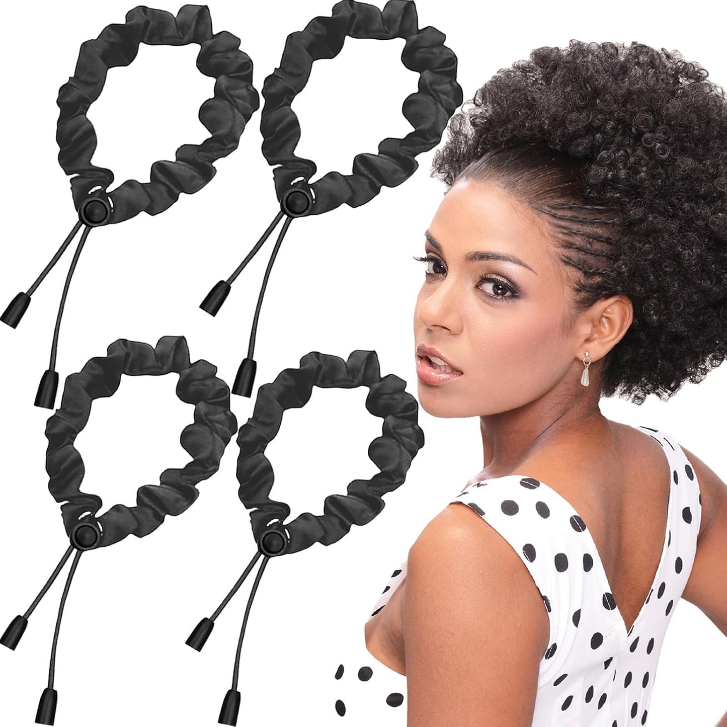 Adjustable Afro Puff Hair Ties - Extra Large Satin Scrunchies for Thick Curly Hair | No Damage, Oversized Design