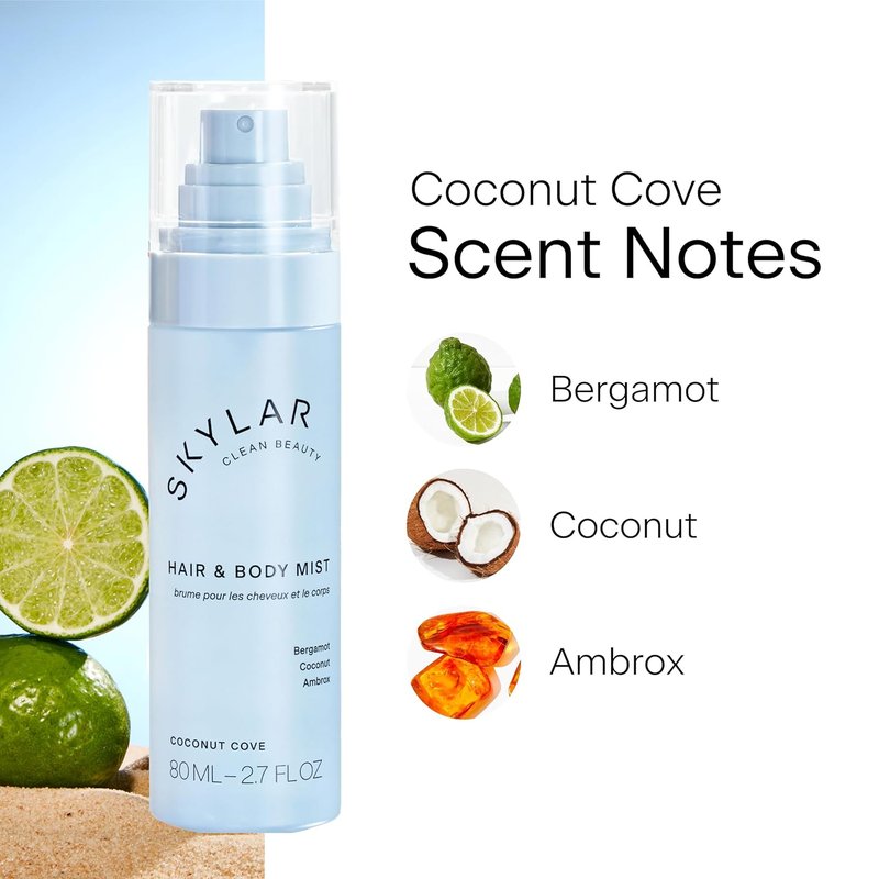Coconut Cove Hair & Body Mist - Hypoallergenic Vegan Fragrance | 80 ML, 2.7 Fl Oz