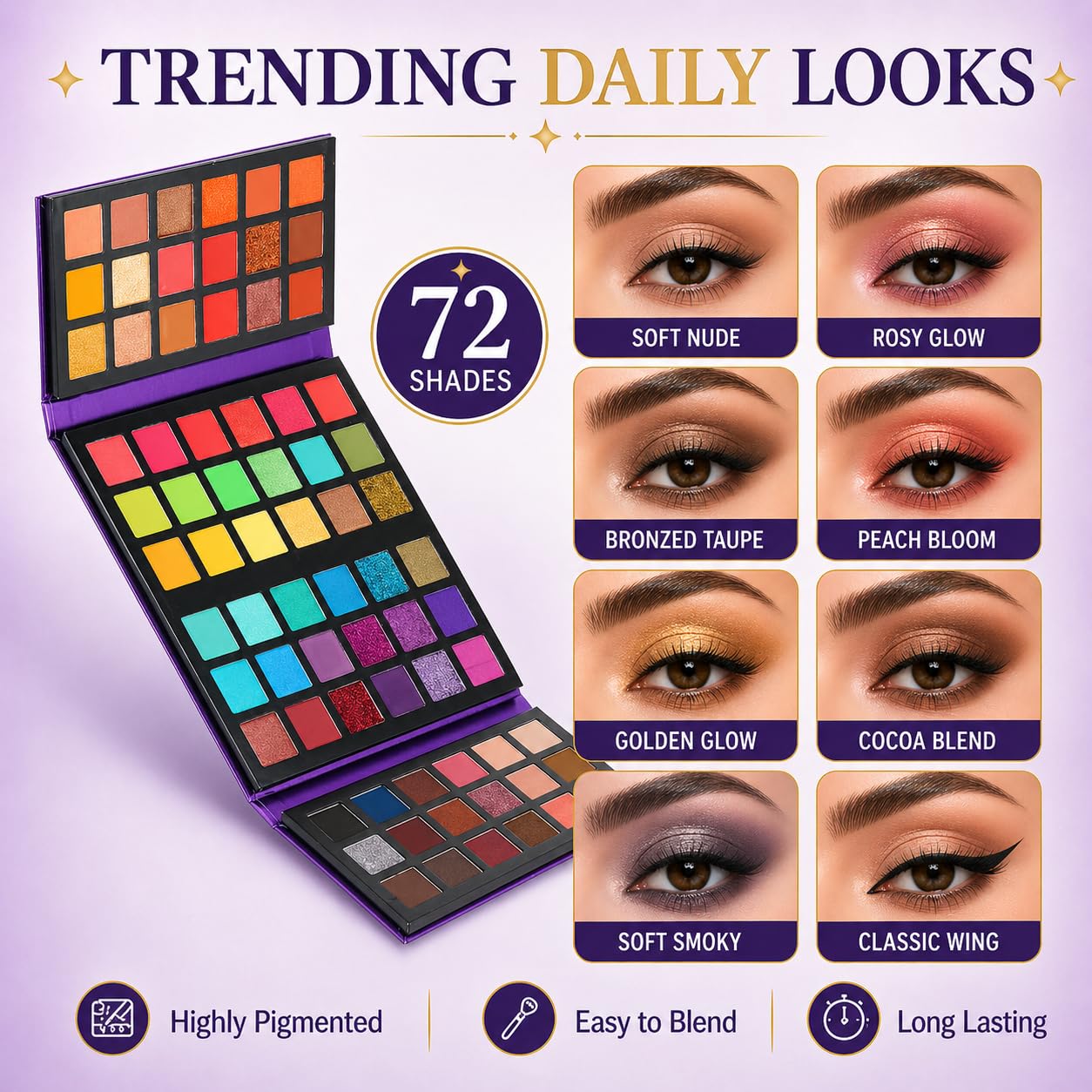 72 Colors Ultra Secret Eyeshadow Palette - Matte, Shimmer & Glitter | Blendable Pigmented Makeup Kit