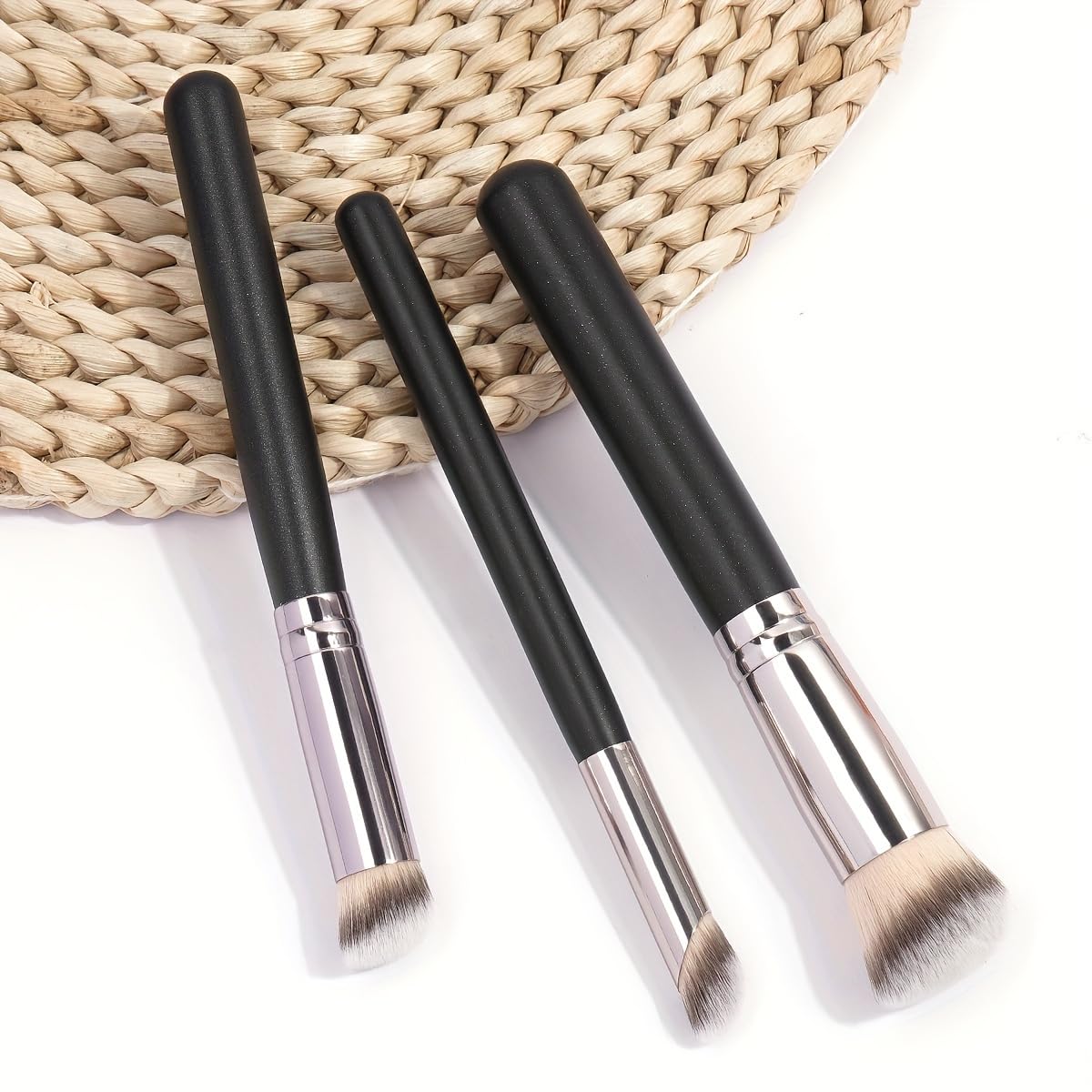 3-Piece Makeup Brush Set - Foundation, Concealer & Eyeshadow Brushes for Flawless Face Application and Blending, Professional Quality Cosmetic Kit for Beginners and Pros