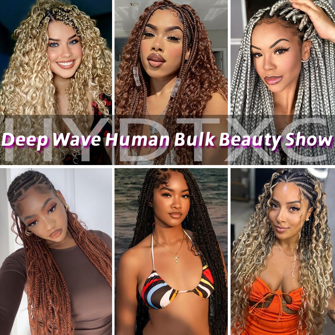 Hydtxc 30 Dark Brown Deep Water Wave Bulk Human Braiding Hair 100g 22 Inch Braiding Hair No Weft Brazilian Virgin Deep Curly Human Hair Extensions for Boho Braids