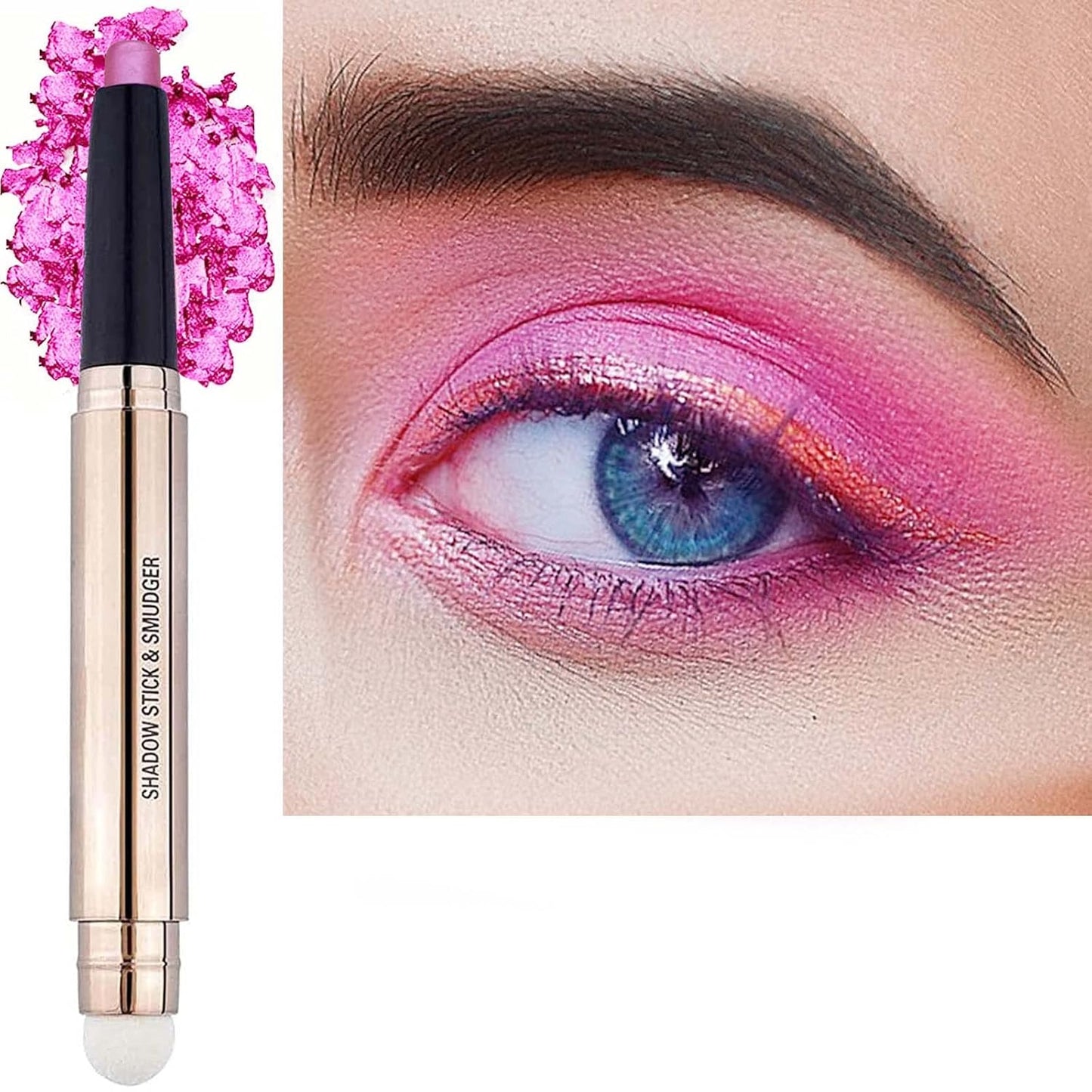 Light Gold Eyeshadow Stick - Waterproof Hypoallergenic Crayon Makeup | Long-Lasting Shimmer with Soft Brush