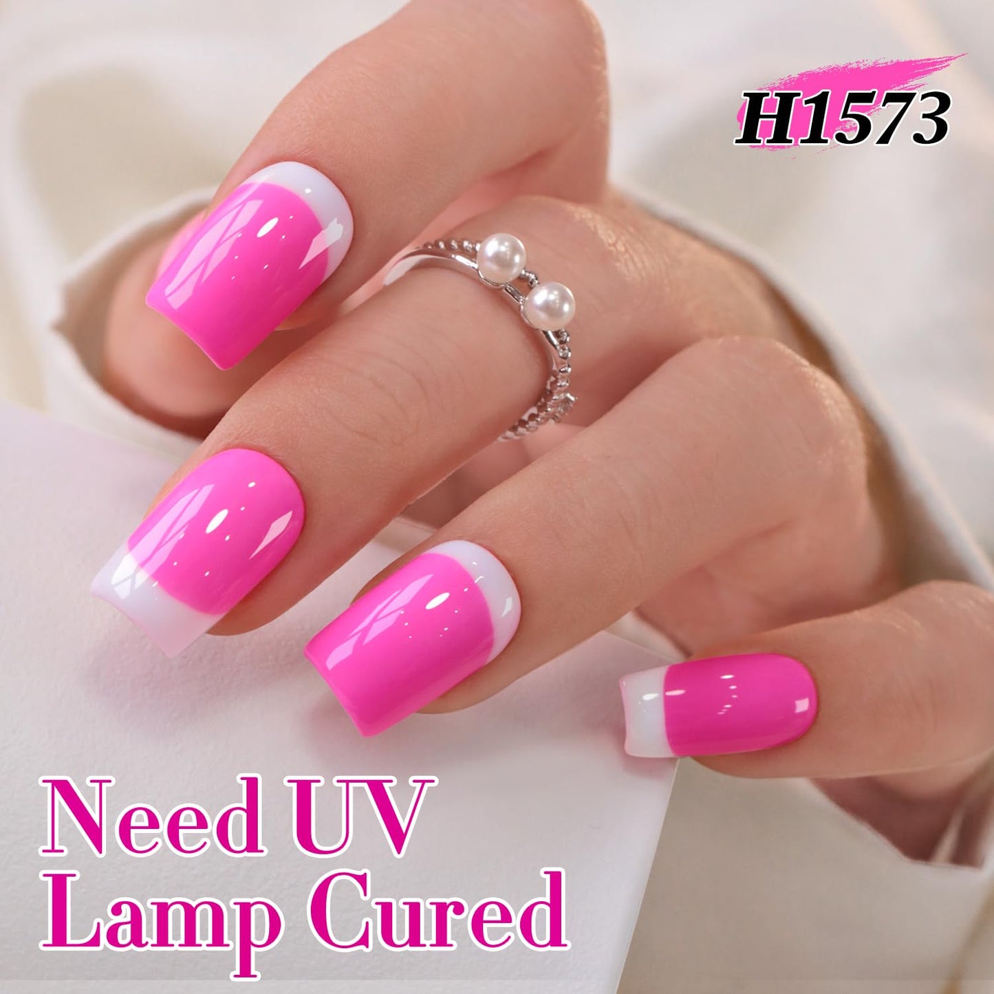 Double Rhythm 0.50 OZ Gel Polish Same Color Same Bottle Golden Round Translucent Neutral Natural Milky 15 ML Jelly UV Nail Polish Art DIY at Home (Vibrant Hot Pink-H1573)