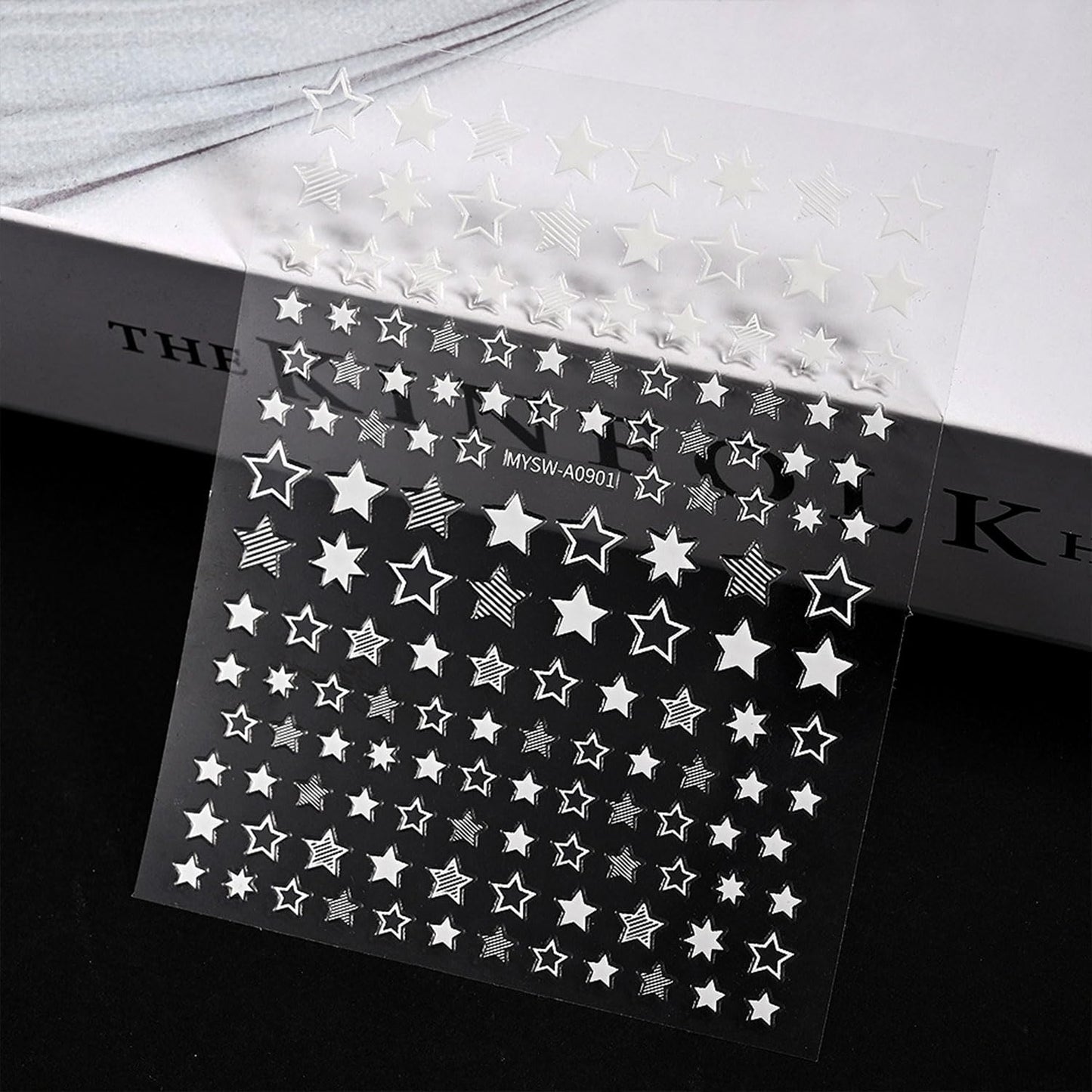 12 Sheets White Blue Red Star Nail Art Stickers 3D Self Adhesive 4th of July Nail Stickers for Nail Art Independence Day Nail Decals Star Nail Supplies Design for DIY Acrylic Nails for Women Girls