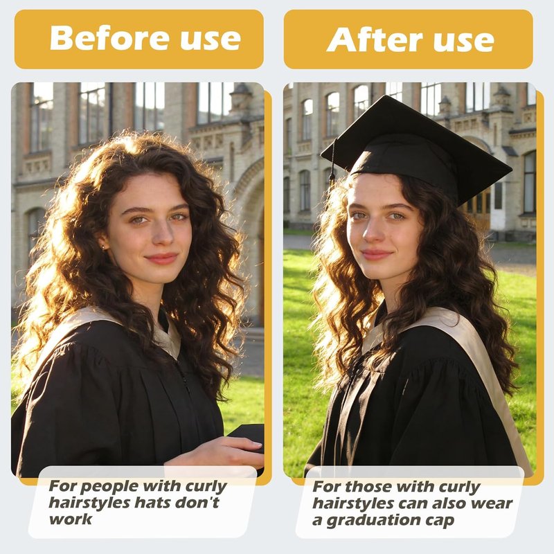 Graduation Cap Headband - Pro-Grip Stabilizer for All Hairstyles | Black 1 Pack
