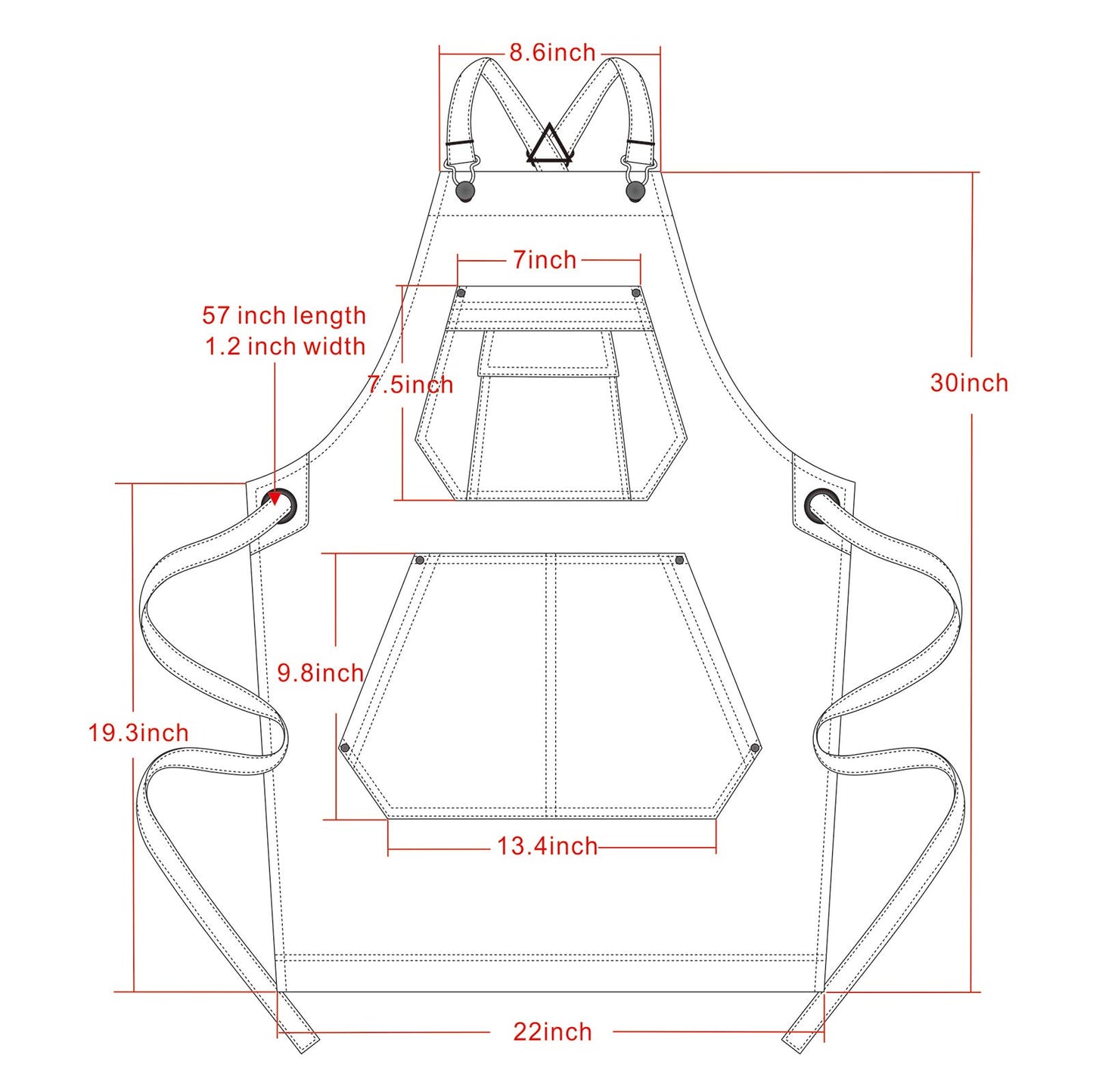 Jeanerlor - Cotton Tool Denim Work Apron with Convenient Pockets for Women Cross Straps & Adjustable(Denim Blue)