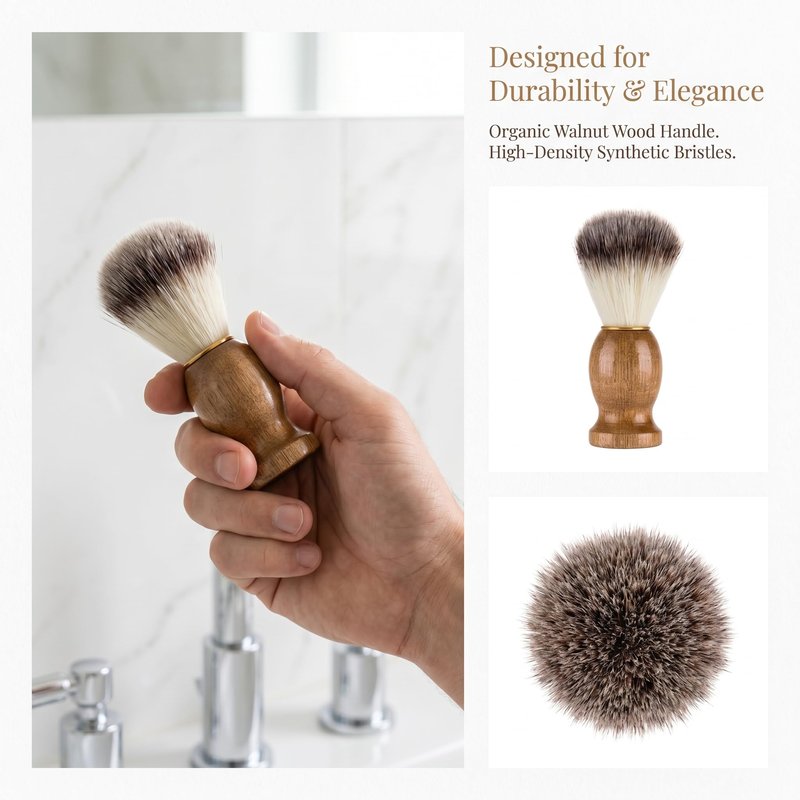 10 Pcs Wood Handled Shaving Brush for Men Shave Accessory, Bulk Beard Grooming Tool for Professional Salon, Shave Brushes Handmade Nylon Hair Brush for Men