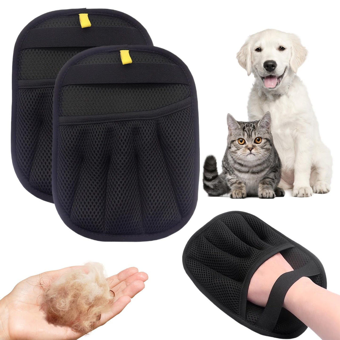 Fauppt Pet Hair Removal Glove for Dogs Cats,Upgrade Electrostatic Pet Hair Remover Removal Gloves for Couch Clothes Carpet (2 Set)