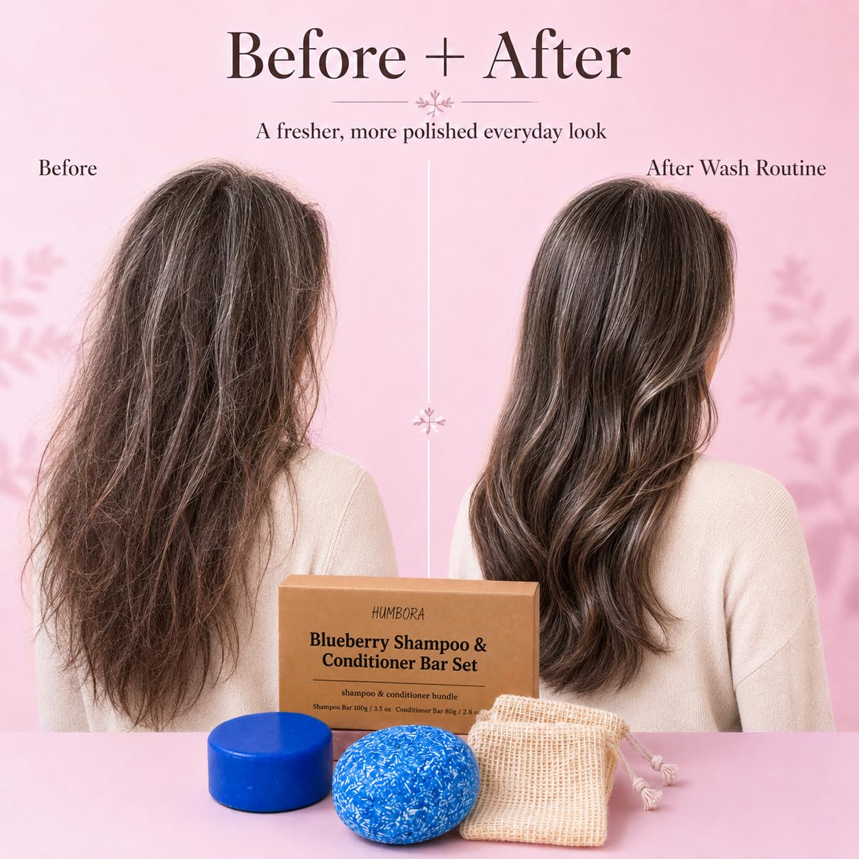 Blueberry Field Shampoo and Conditioner Bar Set, Solid Shampoo and Conditioner Bars for Women, Blueberry Scent Hair Care Bars, Moisturizing Bar Shampoo for Dry Frizzy Hair, Travel Friendly