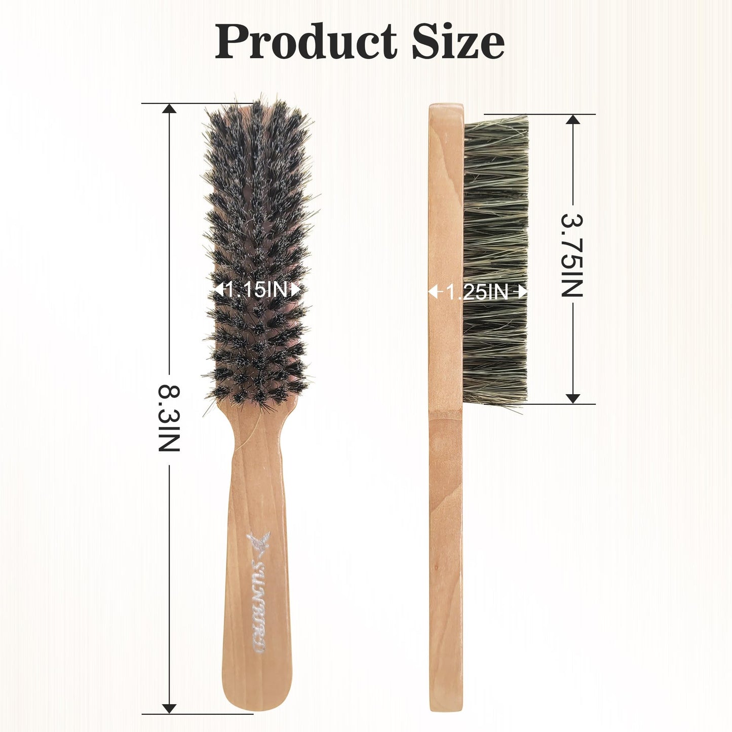 SUNBIRD Men's Beard Brush with Boar Bristles, Soft Beard Brush for Styling & Daily Grooming, Slick Back Hair Brush for Smooth & Shiny Hair, 3 Models to Choose From