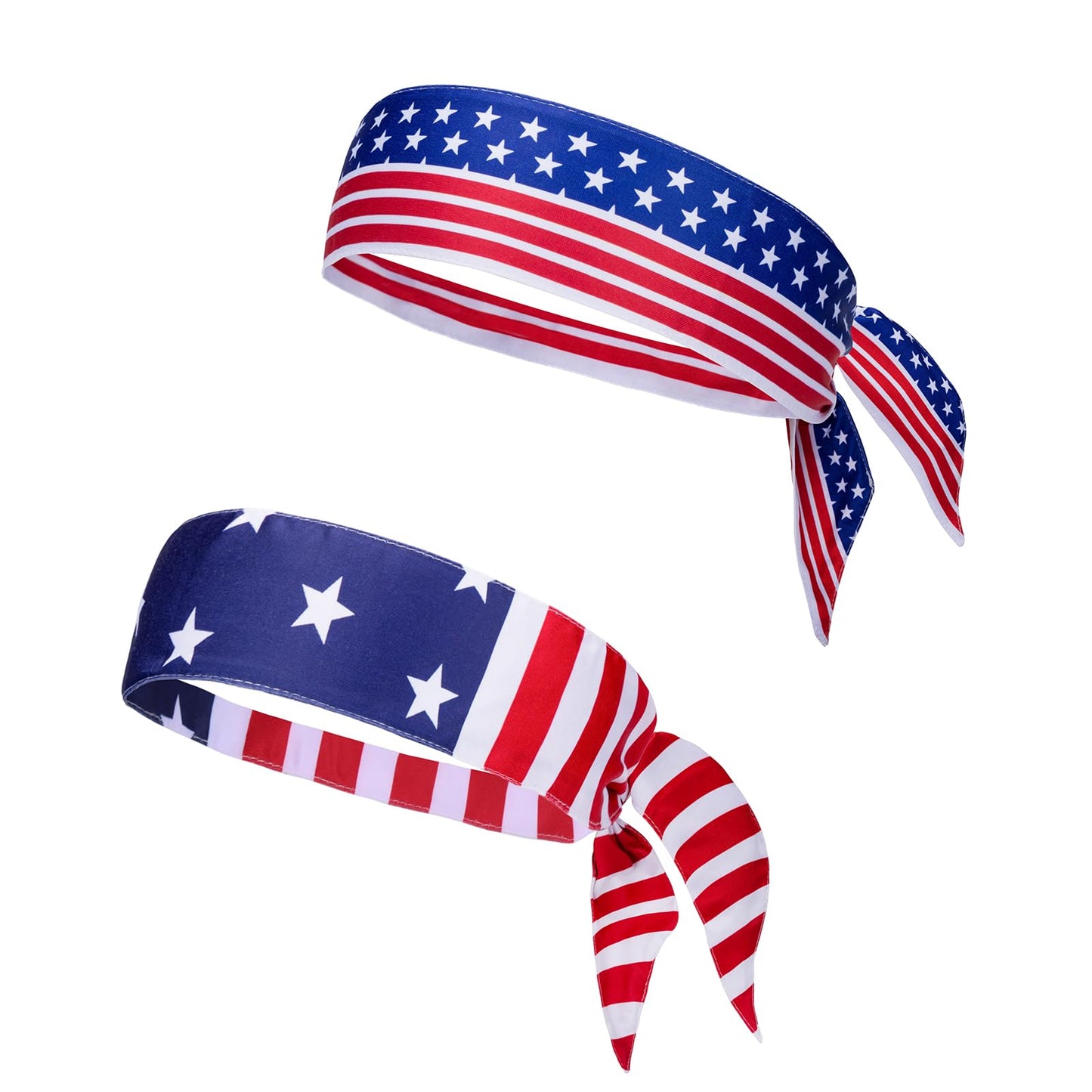 LEJOJOIN 2PCS American Flag Bandana Headbands USA Patriotic Headband for Men Women Perfect Match 4th of July Shirts Outfits (Red White Blue)