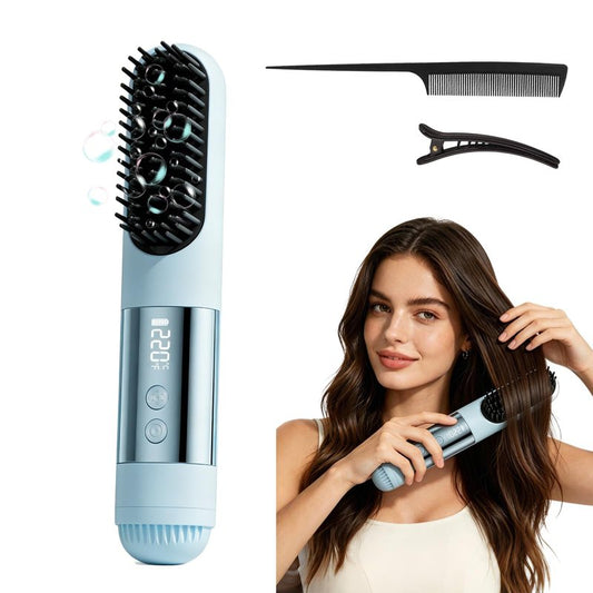 sniqafo Upgraded Go Brush Pro, 3 Heat Settings for All Hair Types, 30s Fast Heat, Ionic & Ceramic Care, Cold Air Mode On The Back, 2500mAh USB-C,2026 Rechargeable Straightening Brush