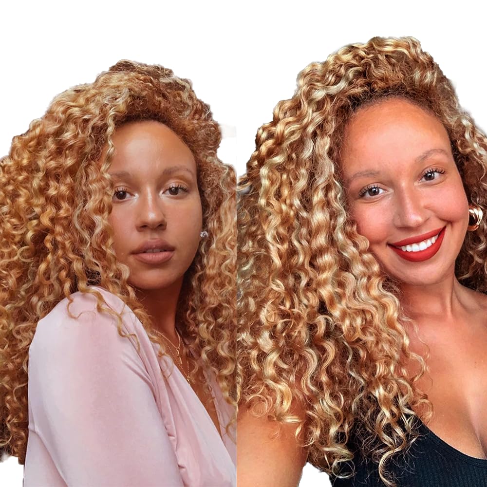 P27/30 Blonde Bundles Kinky Curly Bundles Human Hair 12 14 16 Inch #30 Light Brown Deep Curly Bundle Unprocessed Brazilian Virgin Weave Hair 3 Bundles 100 Gram Per Bundle