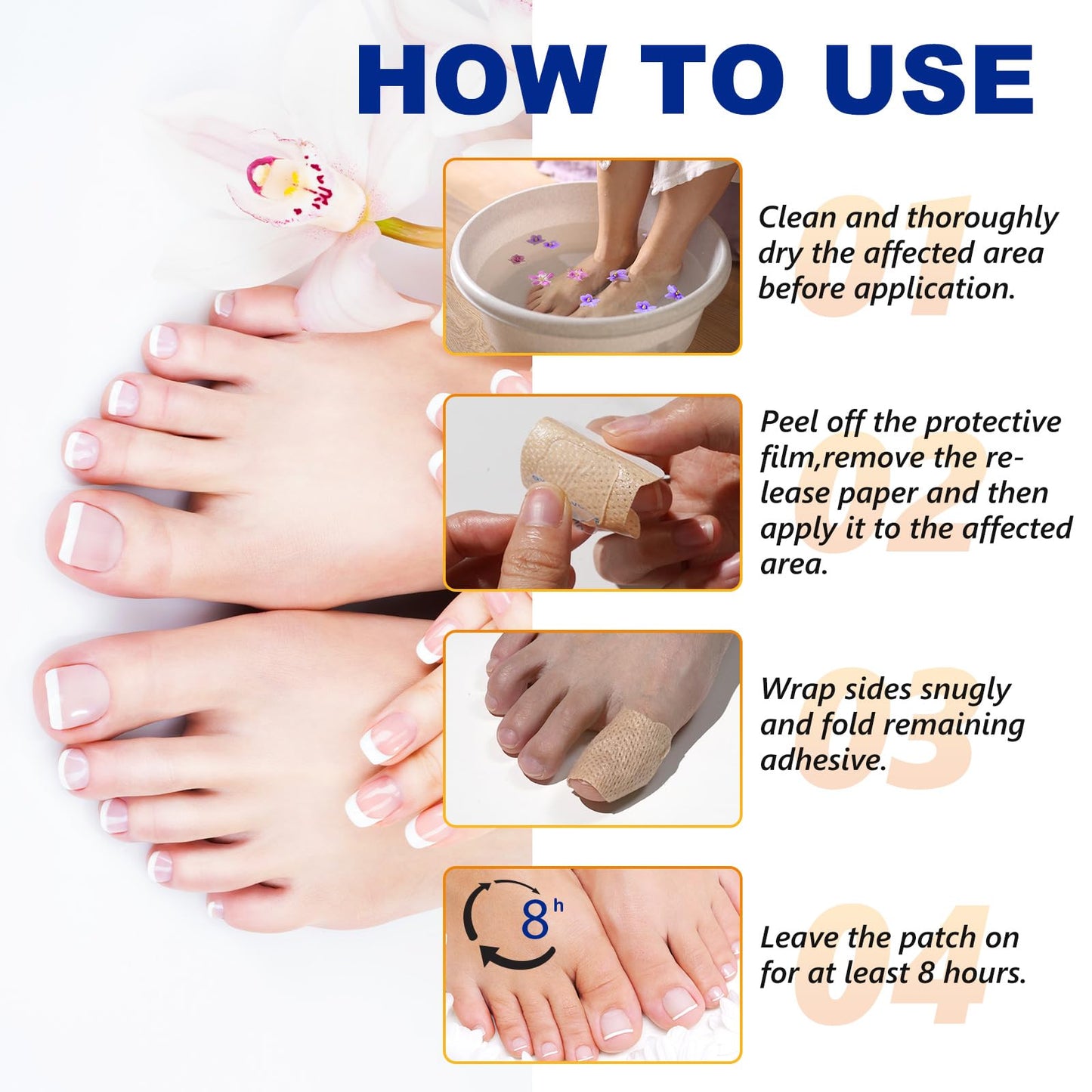 Nail Treatment Patches, 64Pcs(2 Pack) Discolored Thickened Nails, 8Hour Nightime Extra Strength Repair Nail Renewal Waterproof for women men