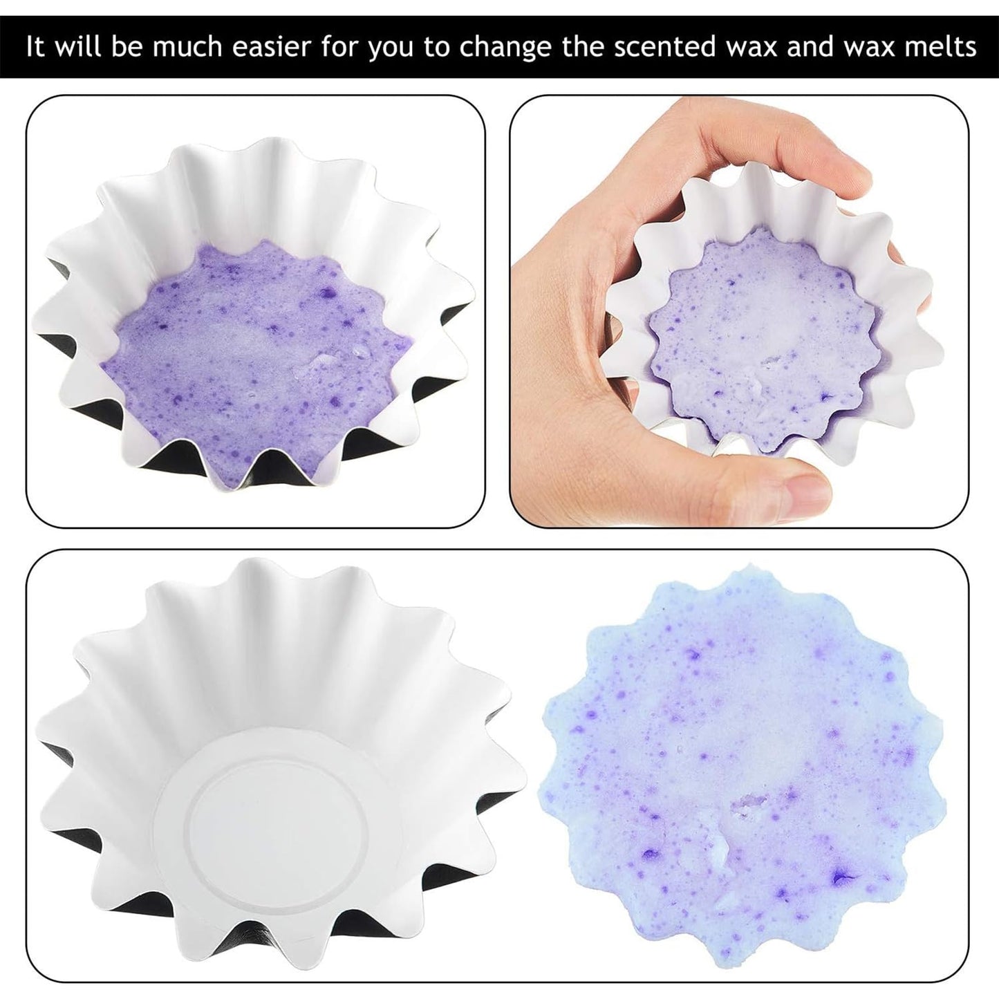 Boao Wax Melt Liners Reusable Leakproof for Any Wax Cubes Waxes Warmer Containers Cups for Scented Candle Plug in Warmers Electric Waxes Melters Burner(Black,100 Pieces)