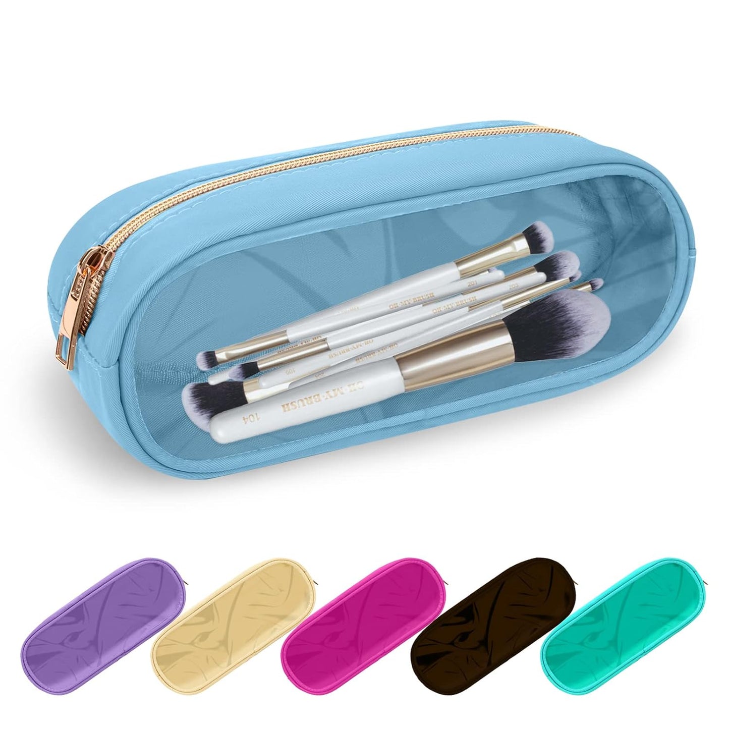 Waterproof Mini Floral Makeup Bag - Nylon Travel Pouch for Women | Cute Zipper Toiletry Organizer (Mini White-Flowers)