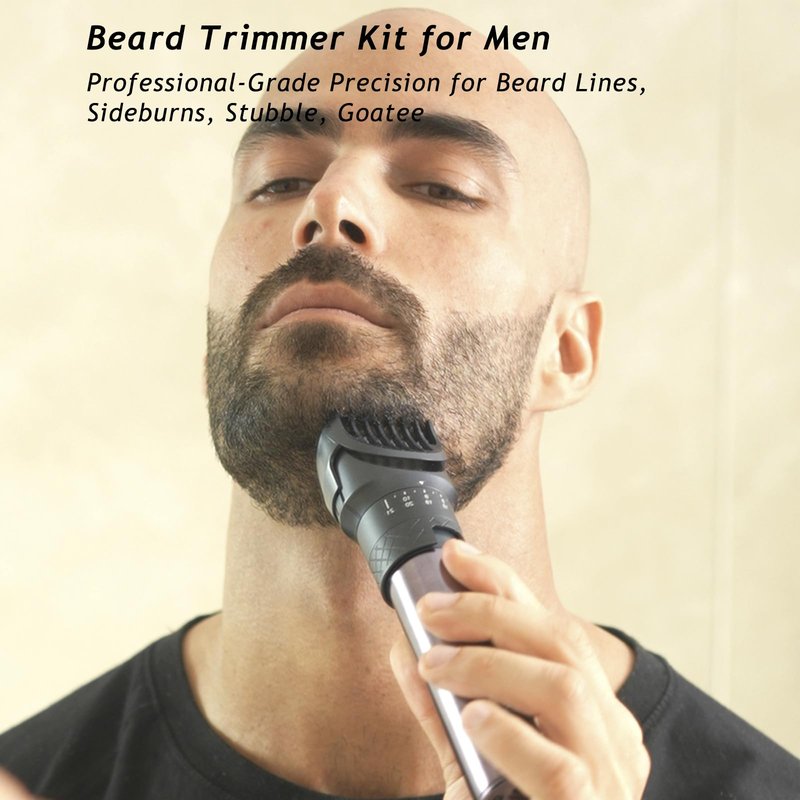 Beard Trimmer and Clippers Set for Men with Foil Shaver, Professional 3-in-1 Mens Shaving Fades Kit with Nose Trimmer, IPX7 Waterproof Wet/Dry, Precise Dial Adjustable 20 Settings, USB-C Rechargeable