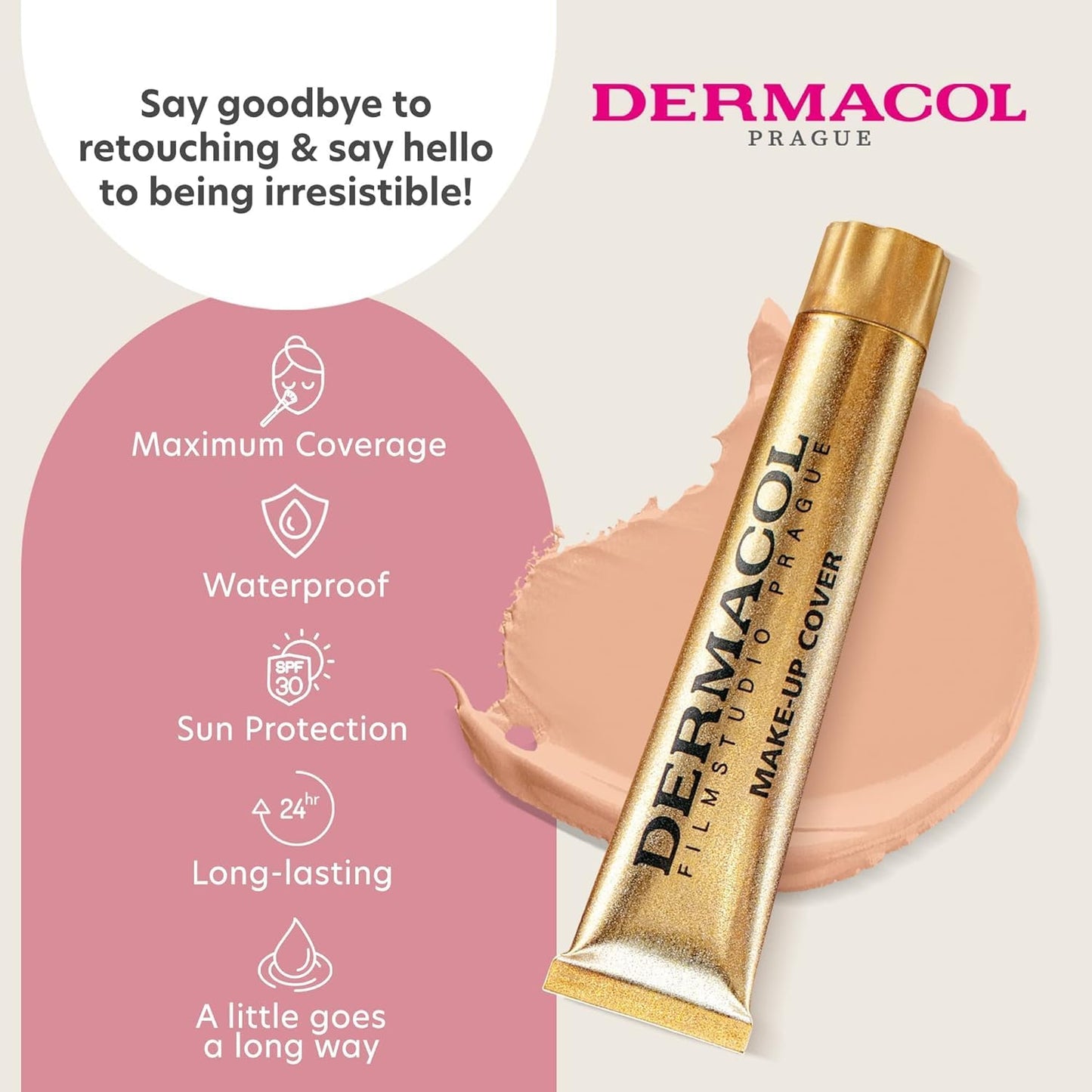 Dermacol Mini Full Coverage Foundation - Matte Liquid Makeup with SPF 30 | Waterproof for Oily Skin & Acne, Shade 207