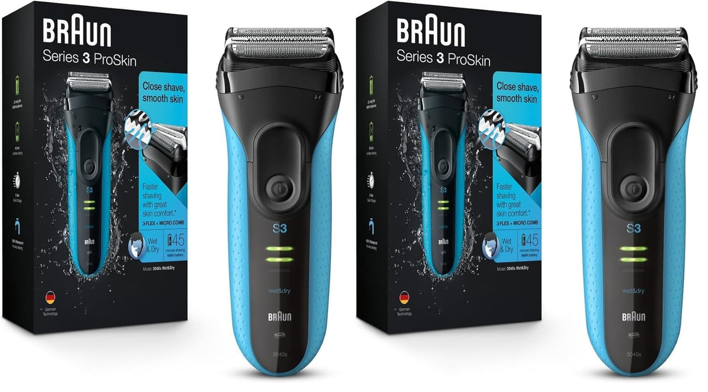 Braun Electric Series 3 Razor - Rechargeable Wet & Dry Foil Shaver for Men | Precision Trimmer, Blue/Black