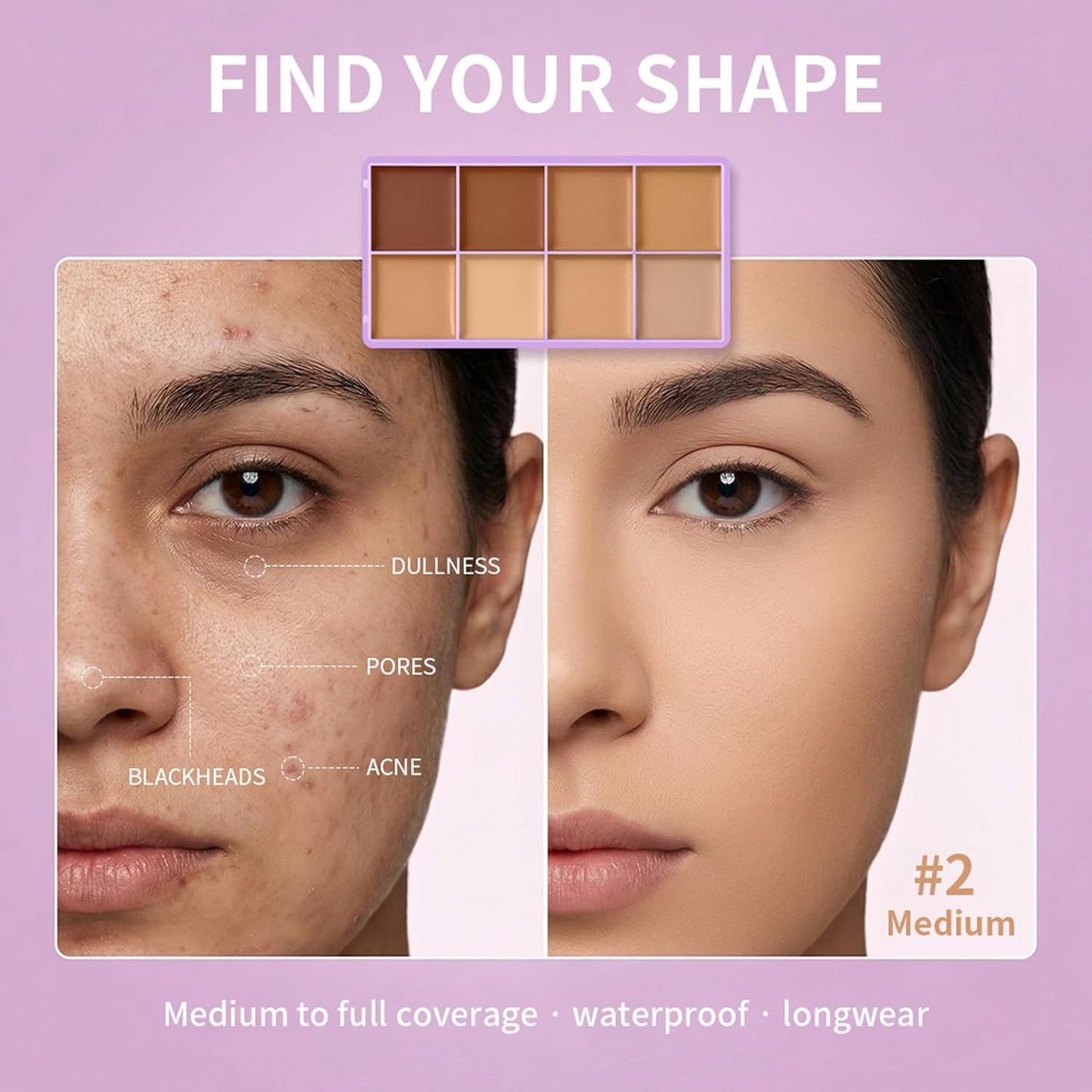 8-Color Cream Concealer Palette - Soft Matte Full Coverage Contour & Waterproof Face Makeup