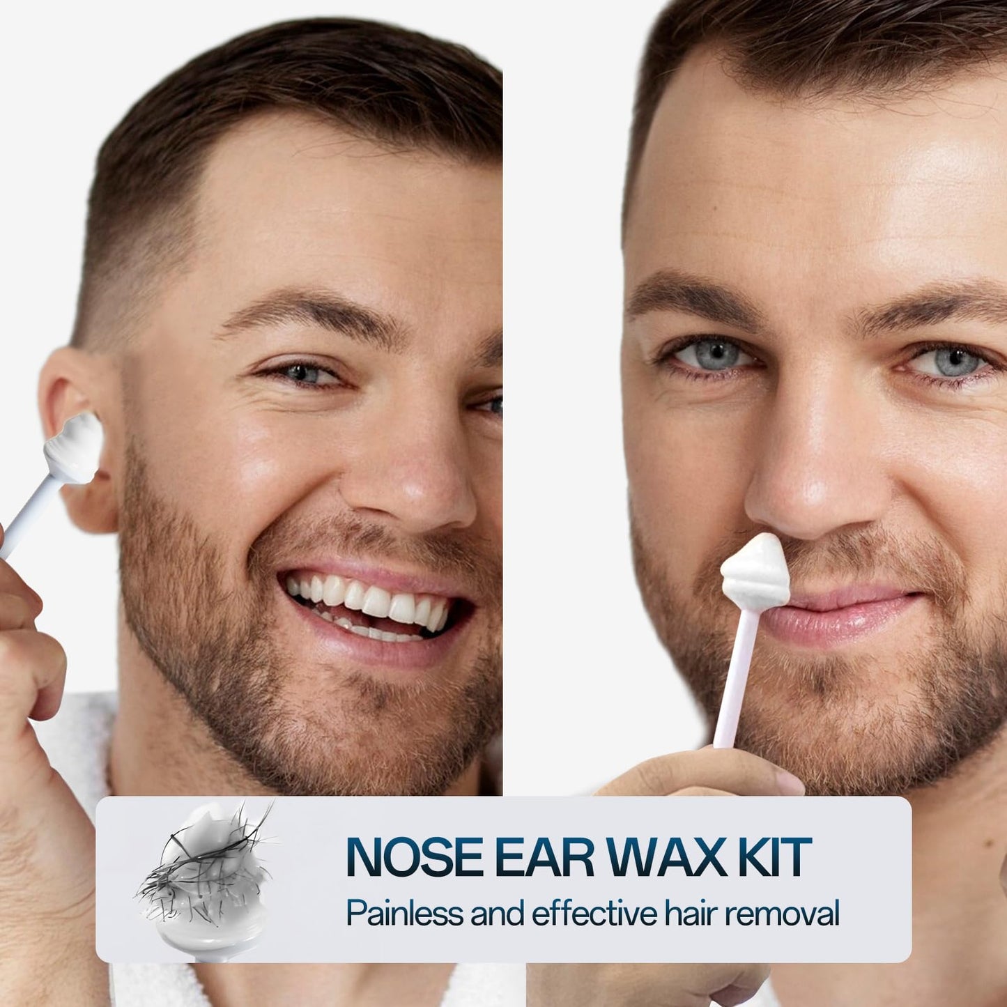 AUZEAL Nose Wax Kit, Nose Hair Wax Kit with 100 g Wax, 20 Applicators, Nose Ear Hair Removal Kit for Men Women, Easy, Quick & Painless, Lasts up to 5 Weeks