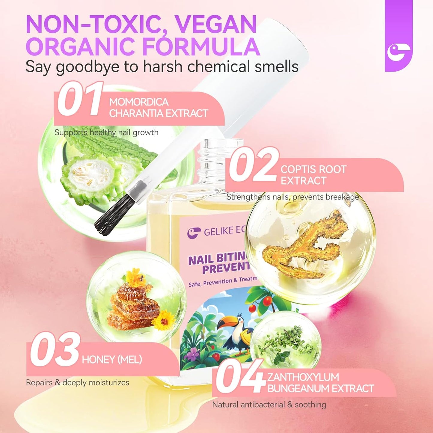 Stop Kids Nail Biting - Strong Extra Bitter Polish, Safe Non-Toxic Vegan Formula | Long-Lasting Clear Treatment