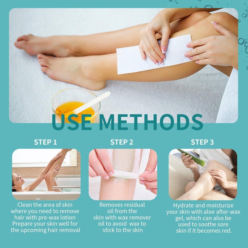 Pre and Post Waxing Essentials - Chamomile Cleanser, Almond Oil Remover, Cooling Aloe Vera Gel, 3 Packs x 8 Set