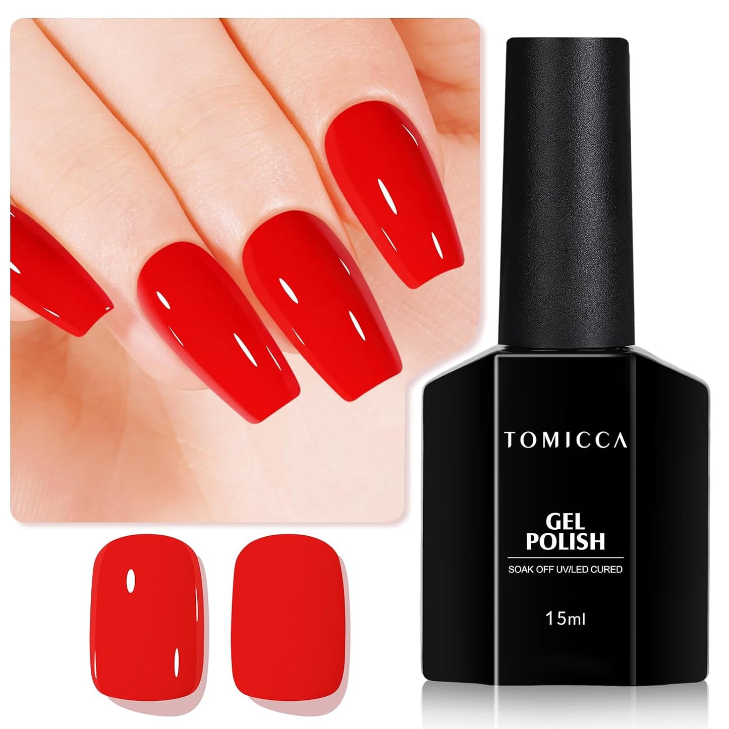 TOMICCA Gel Nail Polish - Dark Orange Autumn Winter Color | Long Lasting High Gloss Soak Off UV LED for DIY Manicure