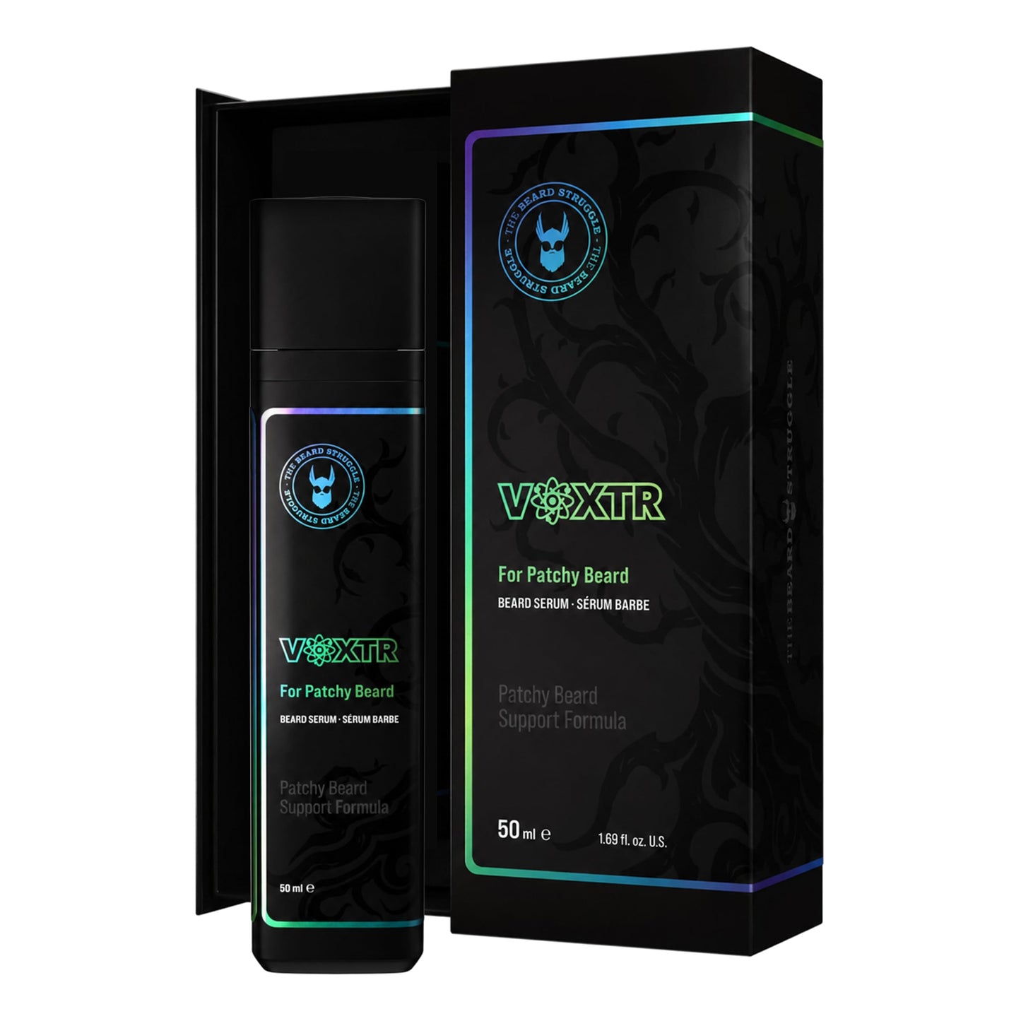 The Beard Struggle Voxtr Serum for Men - Lightweight Hydrating Facial Hair Grooming Formula with Hyaluronic Acid - Helps Improve Appearance of Fuller, Softer Facial Hair - Unscented 1.69 fl oz