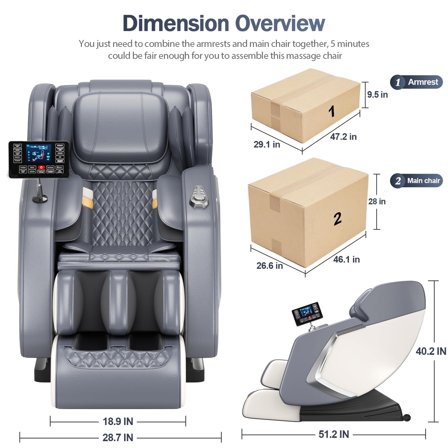 DOVRYTHEN Full Body Massage Chair Zero Gravity Recliner, 8 Fixed Rollers with Heating Function & Auto Mode for Home Use