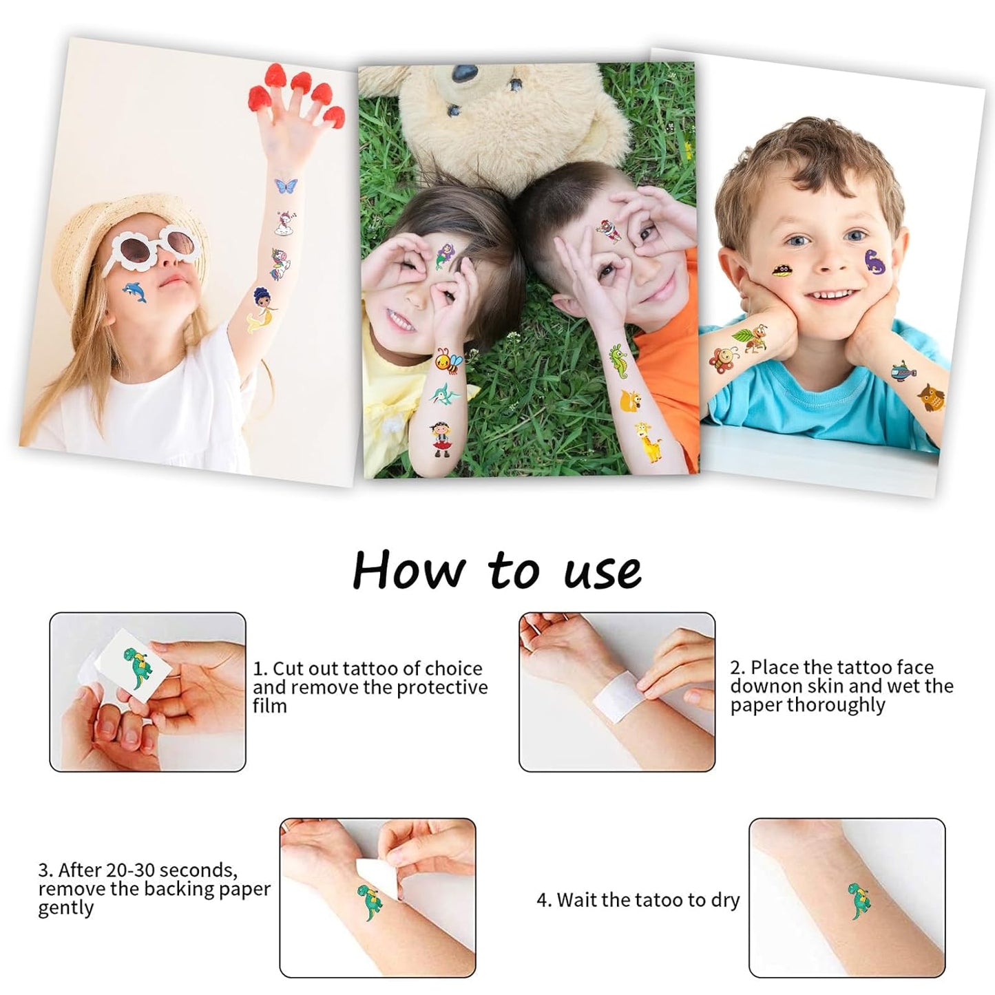 Temporary Tattoos for Kids - 300+ Fun Styles | Space, Dinosaurs, Butterflies & More