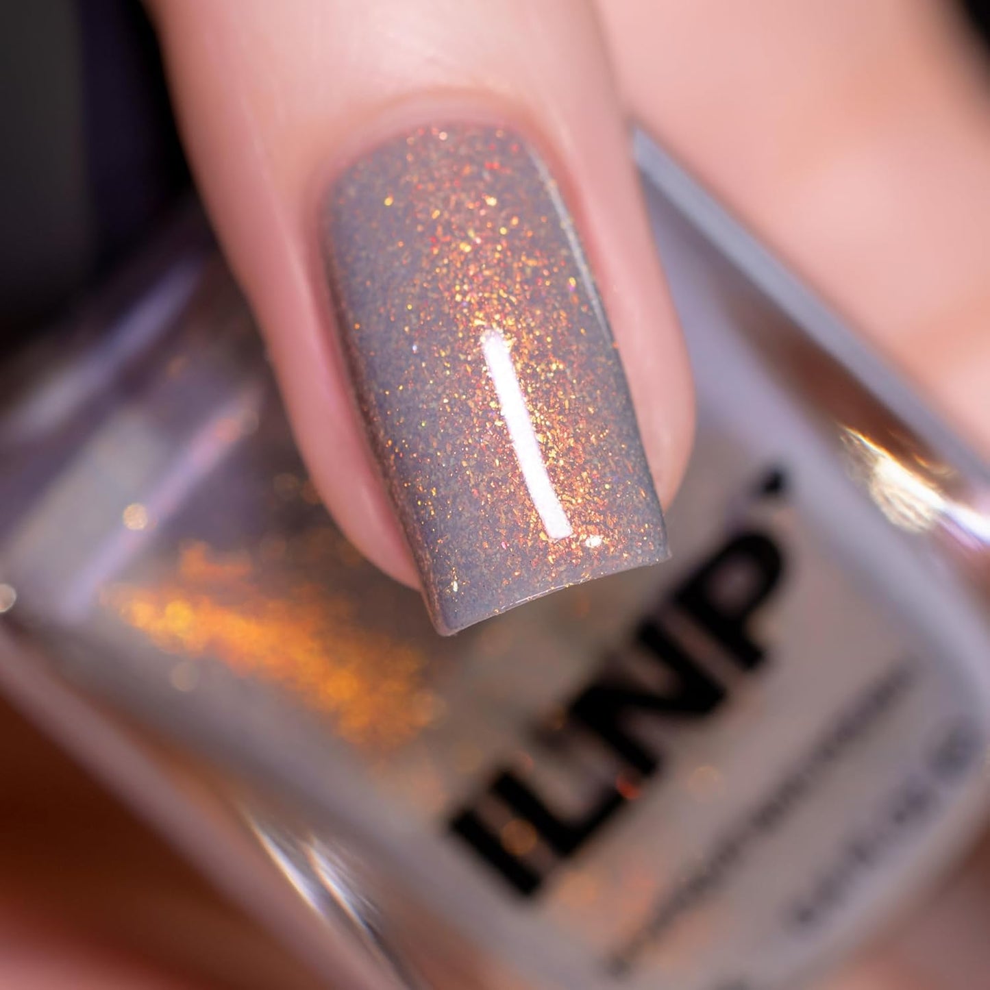 ILNP Flicker | Light Grey Shimmer Nail Polish for Stunning Nails - 15ml