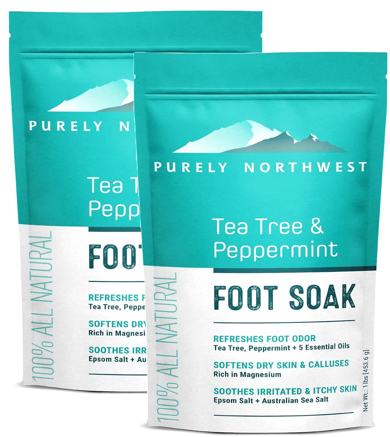 Tea Tree & Peppermint Foot Soak - Epsom Salt for Athletes Foot Relief | Softens Dry Skin & Calloused Heels - 1 Pound