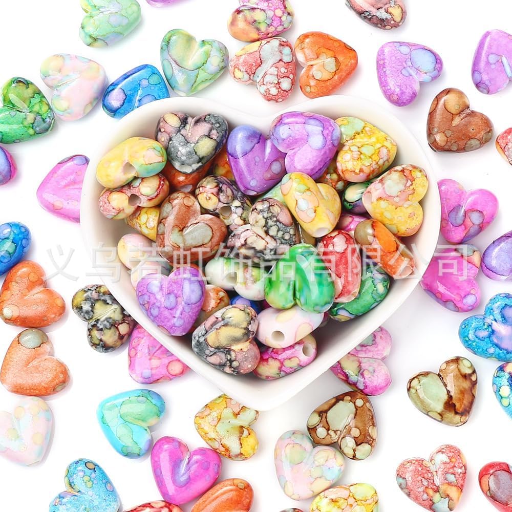 Acrylic Heart Shape Beads - 10 Pcs with 2 Holes for DIY Jewelry, Bracelets & Necklaces | Crafting Essentials