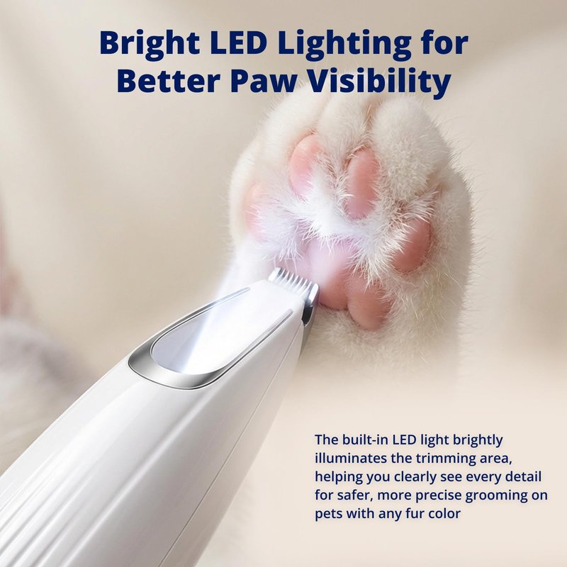 Heusom Silent Pet Paw Trimmer | Cordless Shaver for Dogs, Cats, Big & Small Animals with Light | Rechargeable Home and Salon Grooming Tool for Paws, Face, Ears, Butt