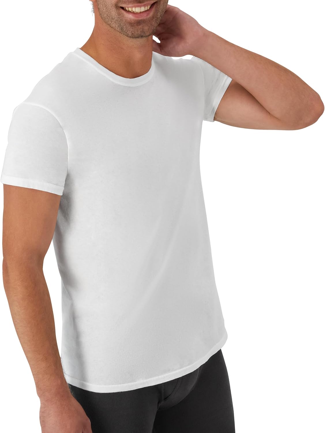 Hanes Men's Cotton Undershirts - Stay-Tucked, Soft Fabric | White/Black Multipack