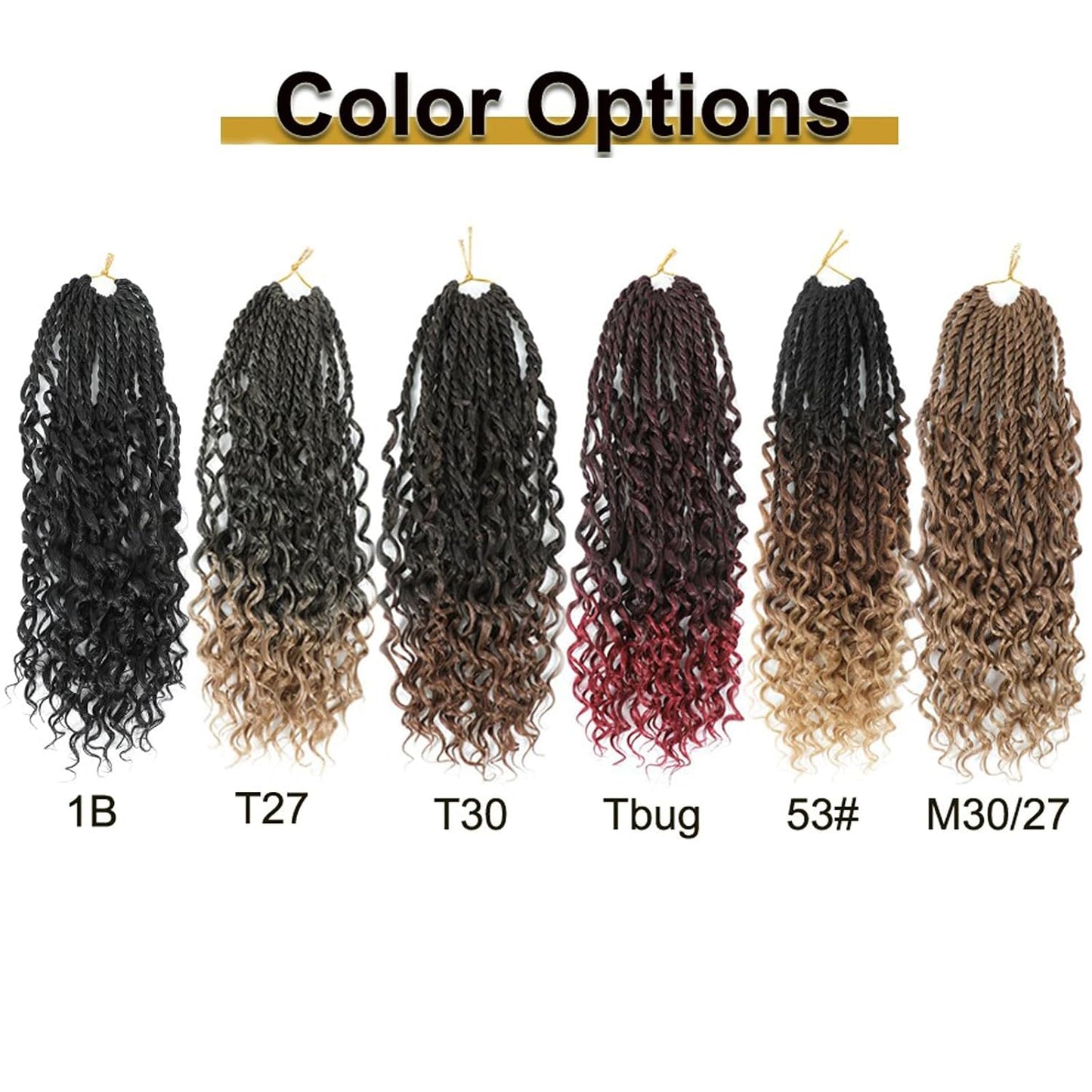 Goddess Twist Braids - Ombre Black Brown Crochet Hair Extensions | 14-Inch Curly Ends, 6 Packs for Black Women