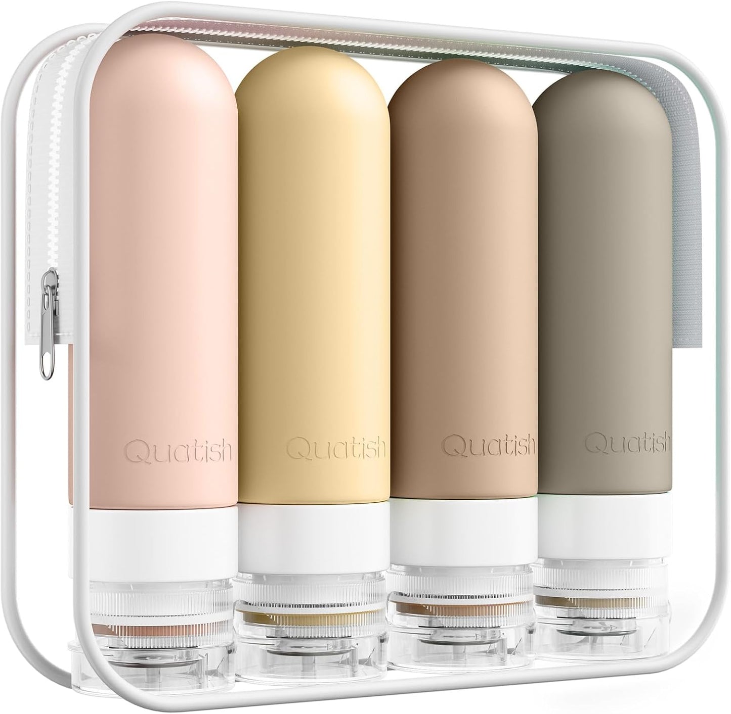 Travel Bottles for Toiletries - Leak-Proof Silicone 3 oz TSA Approved | 4 Pack Grey