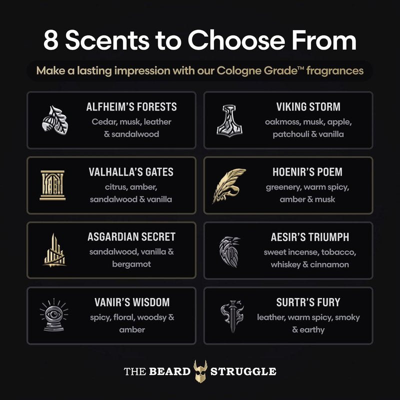 Ultimate Beard Growth Kit for Men by The Beard Struggle - Balm, Cream, Brush, Comb, Oil, Wash, & Conditioner for Moisturizing Beard - Hoenir's Poem, Gold Collection