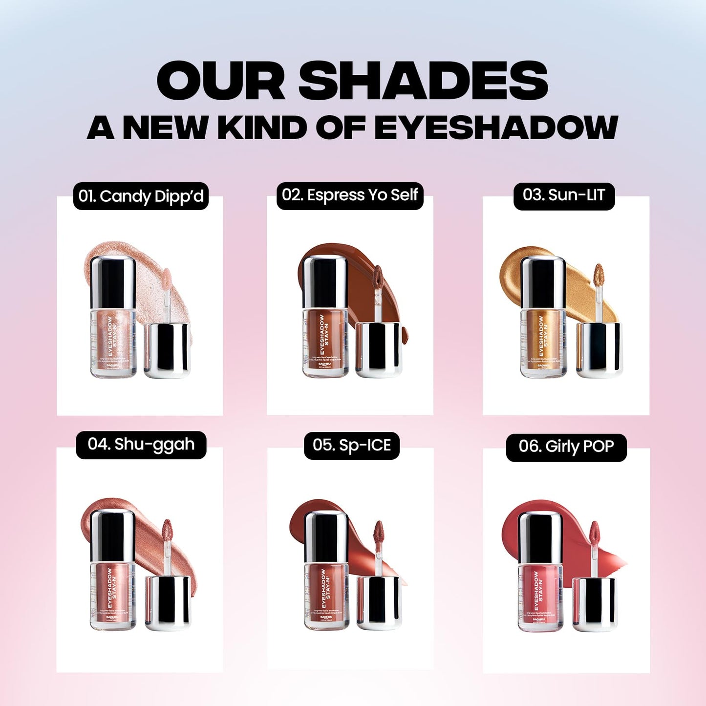 Sacheu Liquid Eyeshadow STAY-N Longwear Eye Makeup — Buildable Highly Pigmented & Blendable Eye Shadow Cream in Matte & Shimmer Finishes, Shu-ggah