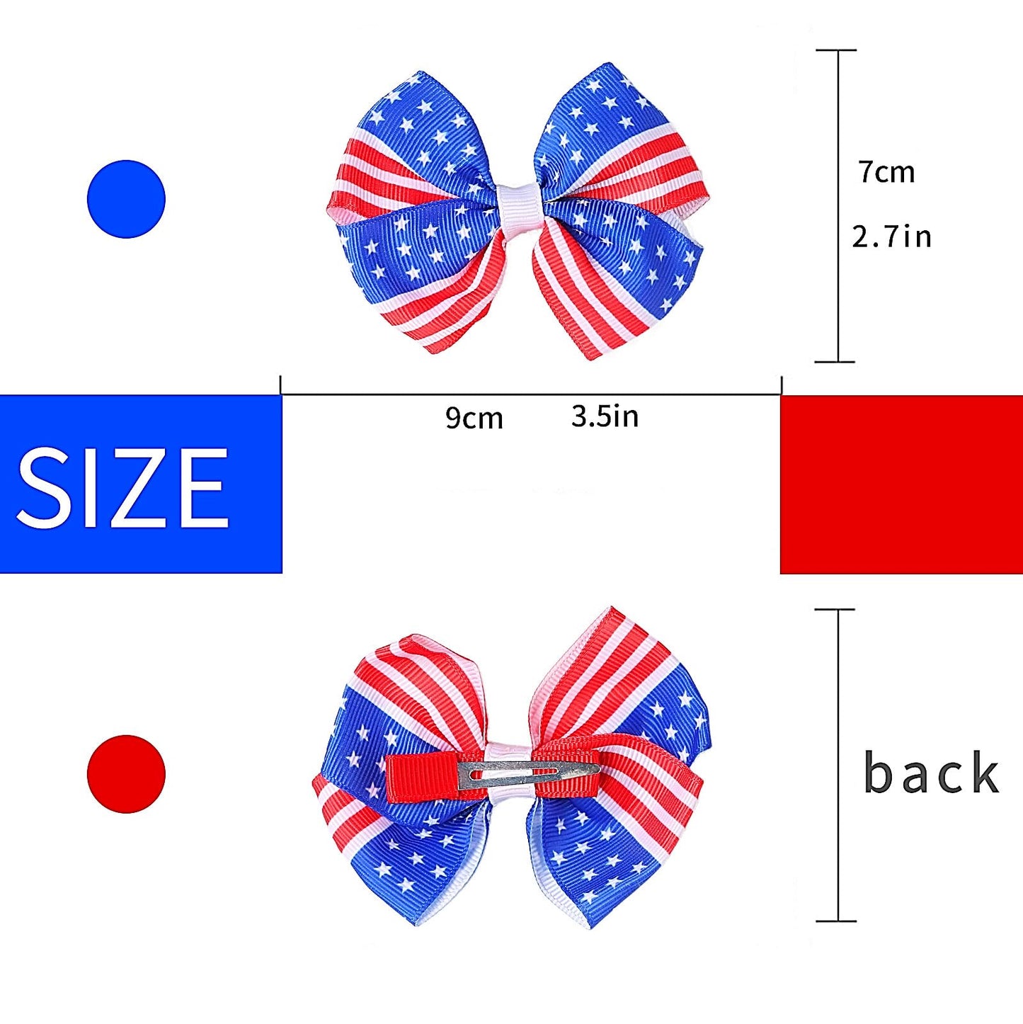 Doneace 4th of July Hair Clips USA Flag Hair Bows Alligator Clip for Baby Girls Patriotic Stars and Stripes Bow Hairpins Red White Blue Hair Accessories for Independence Day Memorial Day 2Pcs