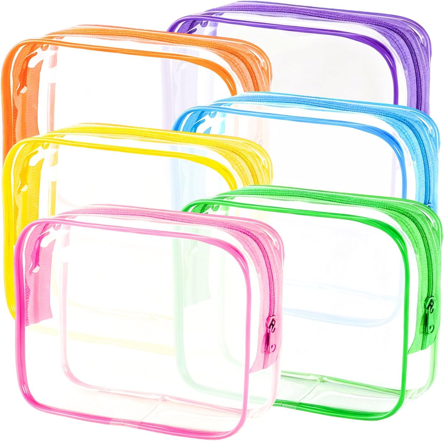 Clear Makeup Bags Set - TSA Approved PVC Toiletry Pouches | Waterproof Organizer for Travel Essentials (6 Pieces)