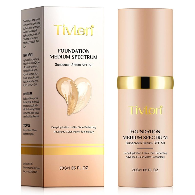 Foundation 4 in 1 - Medium Spectrum SPF 50+ | Anti-Aging, Hydrating, Color Changing Liquid Makeup (30ml)
