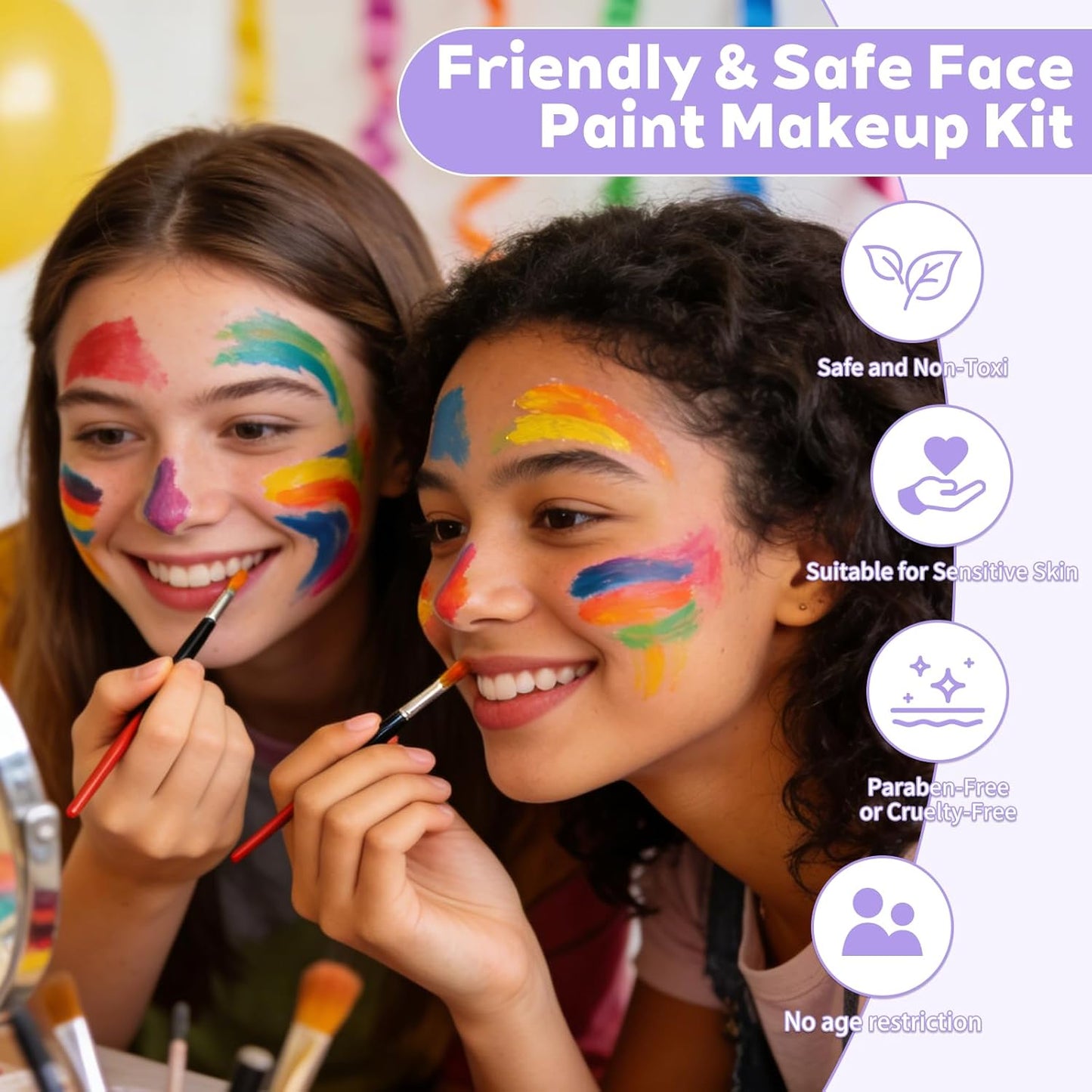 42 Color Face Painting Kit - Non-Toxic Water Activated Paint Set with Stencils & Brushes | Perfect for Halloween, Parties & Festivals
