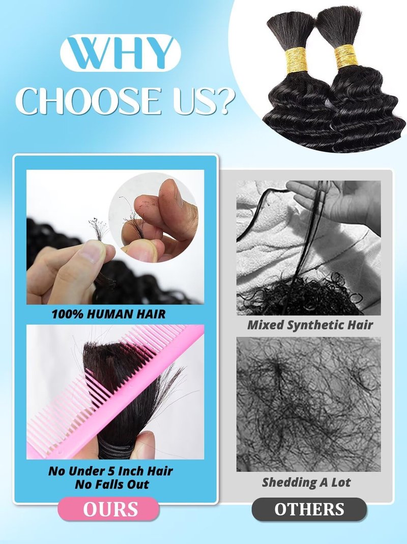 Unprocessed Human Hair for Braiding - #613 Platinum Blonde Curly Bulk Hair, 12A Grade, 14 Inch, 100g (2 Bundles)