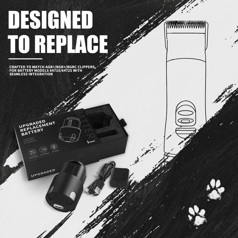 BLOTMS Upgraded Replacement Battery Compatible with Andis PowerGroom AGR,BGR,BGRC Clippers-3200mAh Long-Lasting Li-ion Power, Type-C Charging w/Fast Charge Kit (Adapter & Cable) （1 Pack）