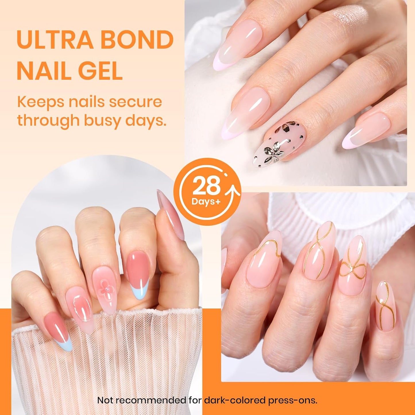 Beetles Nail Glue Gel - Super Strong 2Pcs 20g for Acrylic & Press-On Nails | Clear Summer Nail Art