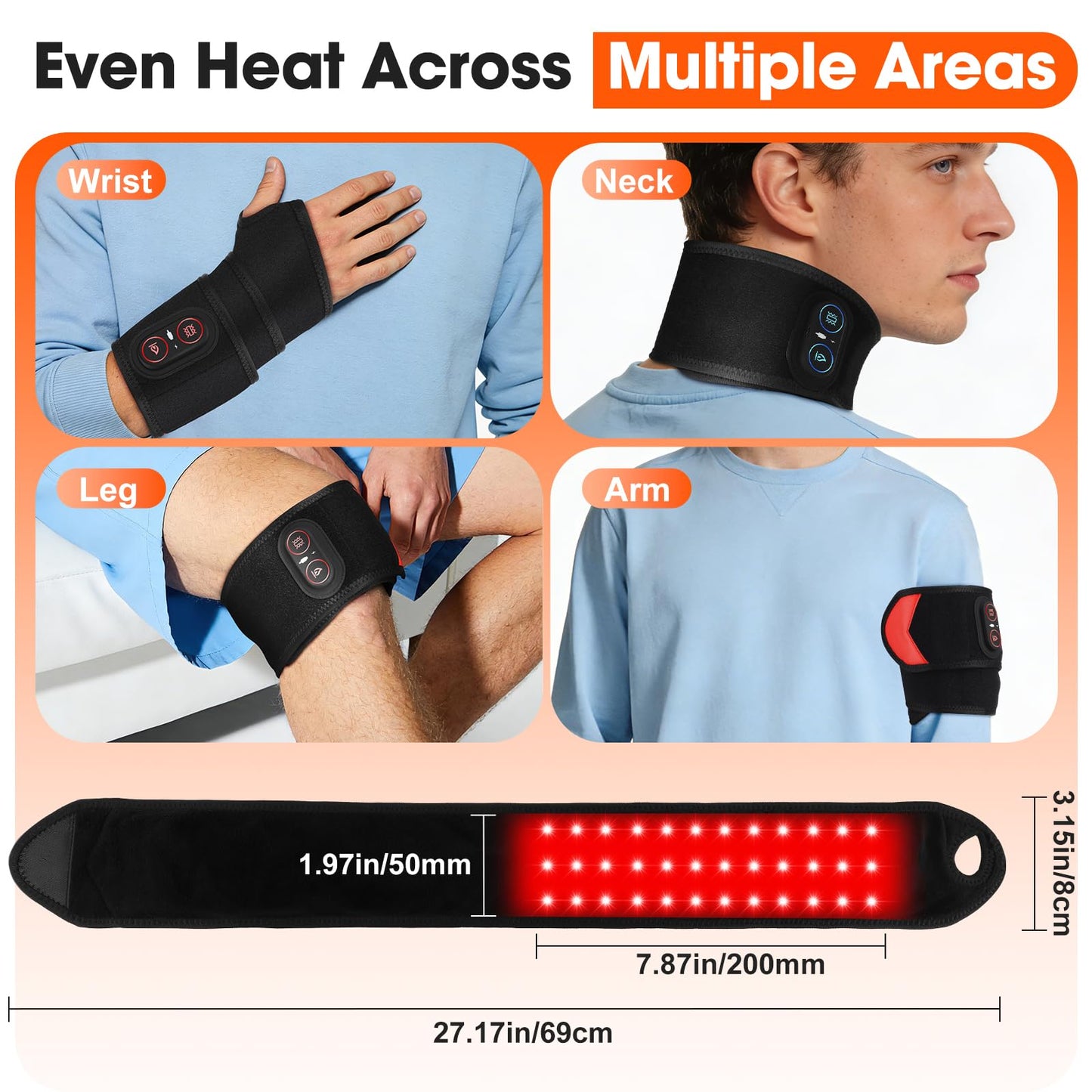 Cordless Wrist Hand Heating Pad Massage for Carpal Tunnel with Red Light, Hand Arthritis, Wrist Pain Relief, Heat Wrap Pad with 3000mAh Battery, Wrist Massager Vibration and Adjustable Heat Settings