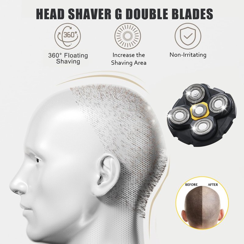 Shaver Replacement Heads Compatible with Microtouch Titanium Head Shaver, for Bald Men 2 Pack