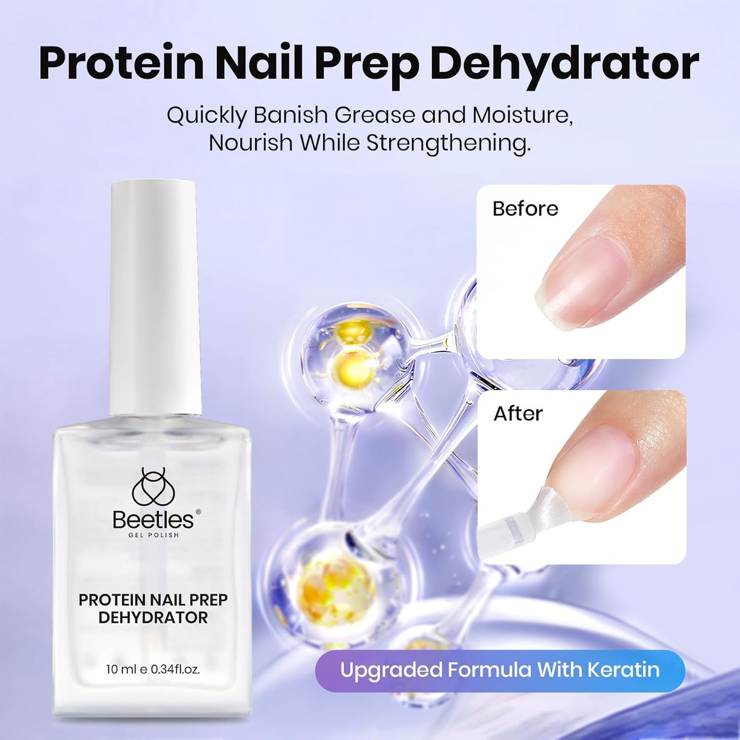Beetles Nail Prep Dehydrator & Primer | Hema-Free Gel Base & Top Coat Kit for Sensitive Nails